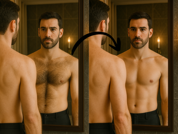 Paciente em depilação a laser masculina MEN’S